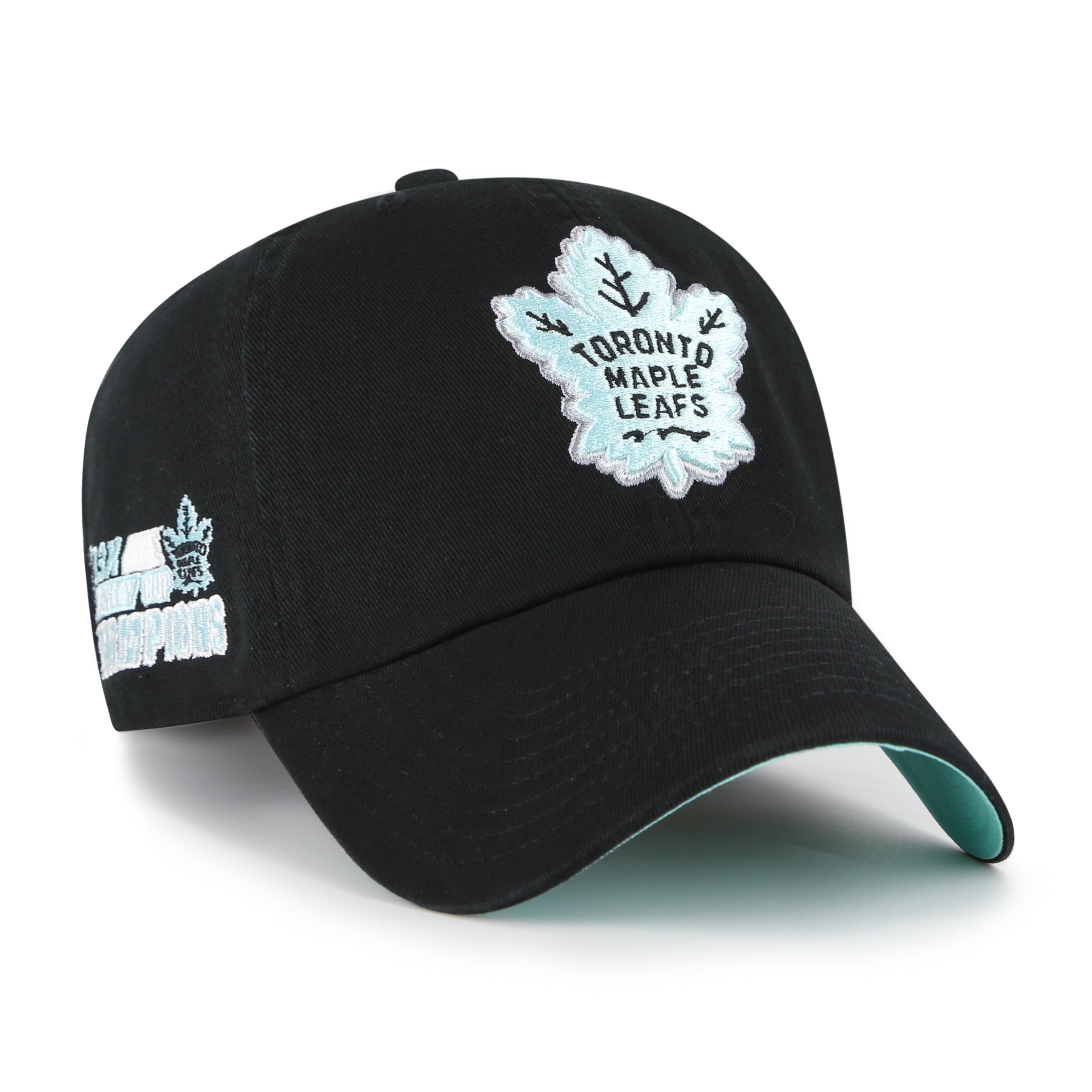 Toronto Maple Leafs NHL 47 Brand Men's Black Mint Double Under Clean Up Adjustable Hat