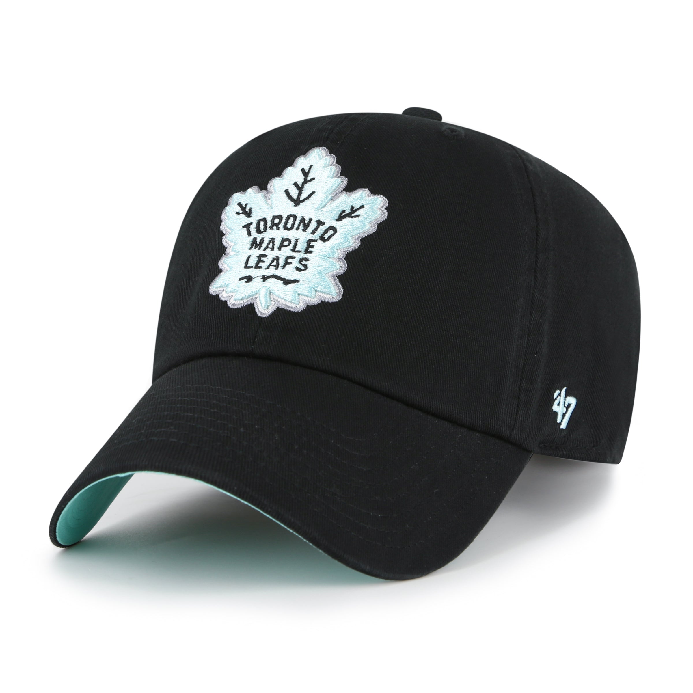 Toronto Maple Leafs NHL 47 Brand Men's Black Mint Double Under Clean Up Adjustable Hat
