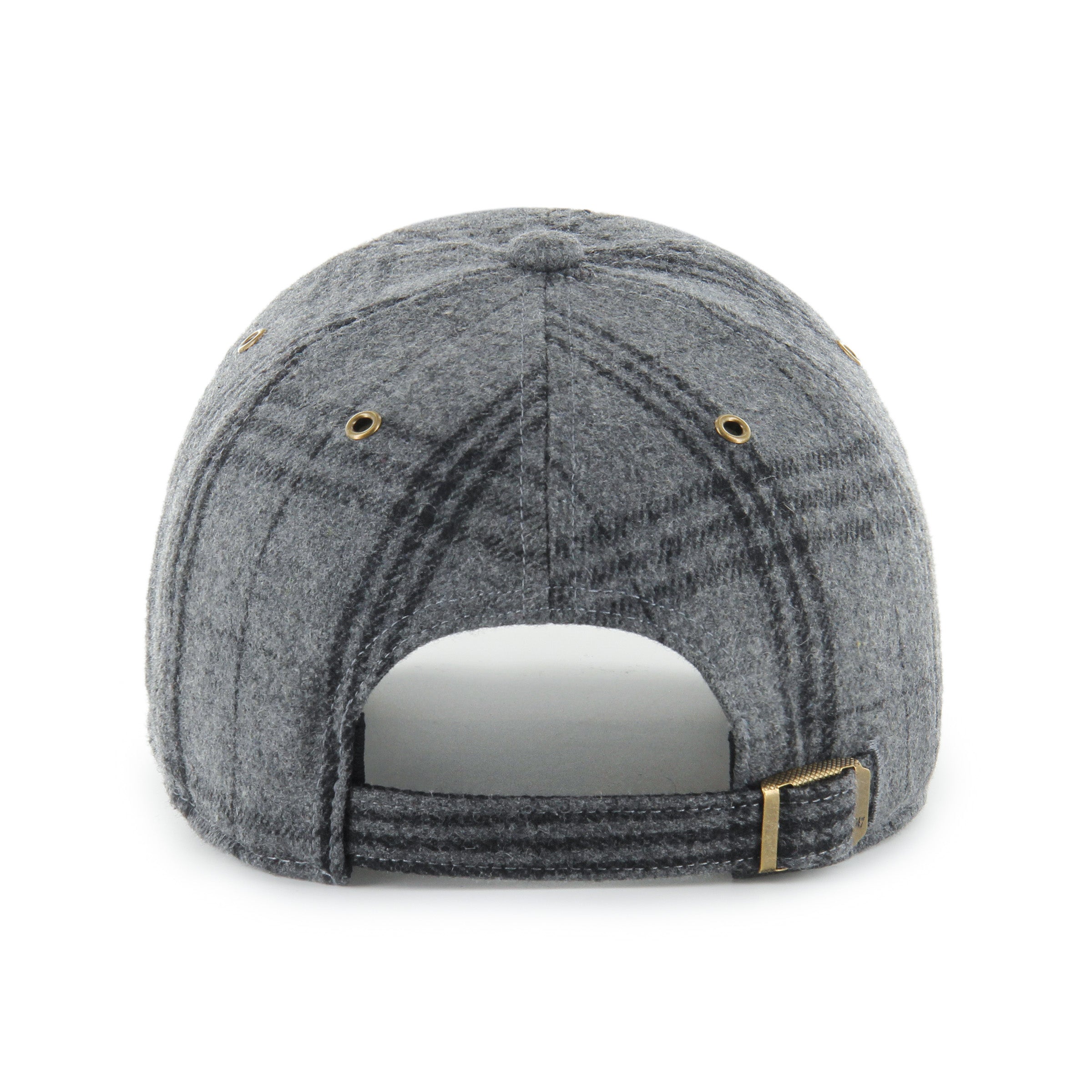 Edmonton Oilers NHL 47 Brand Men's Grey Black Plaid Windowpane Clean Up Adjustable Hat