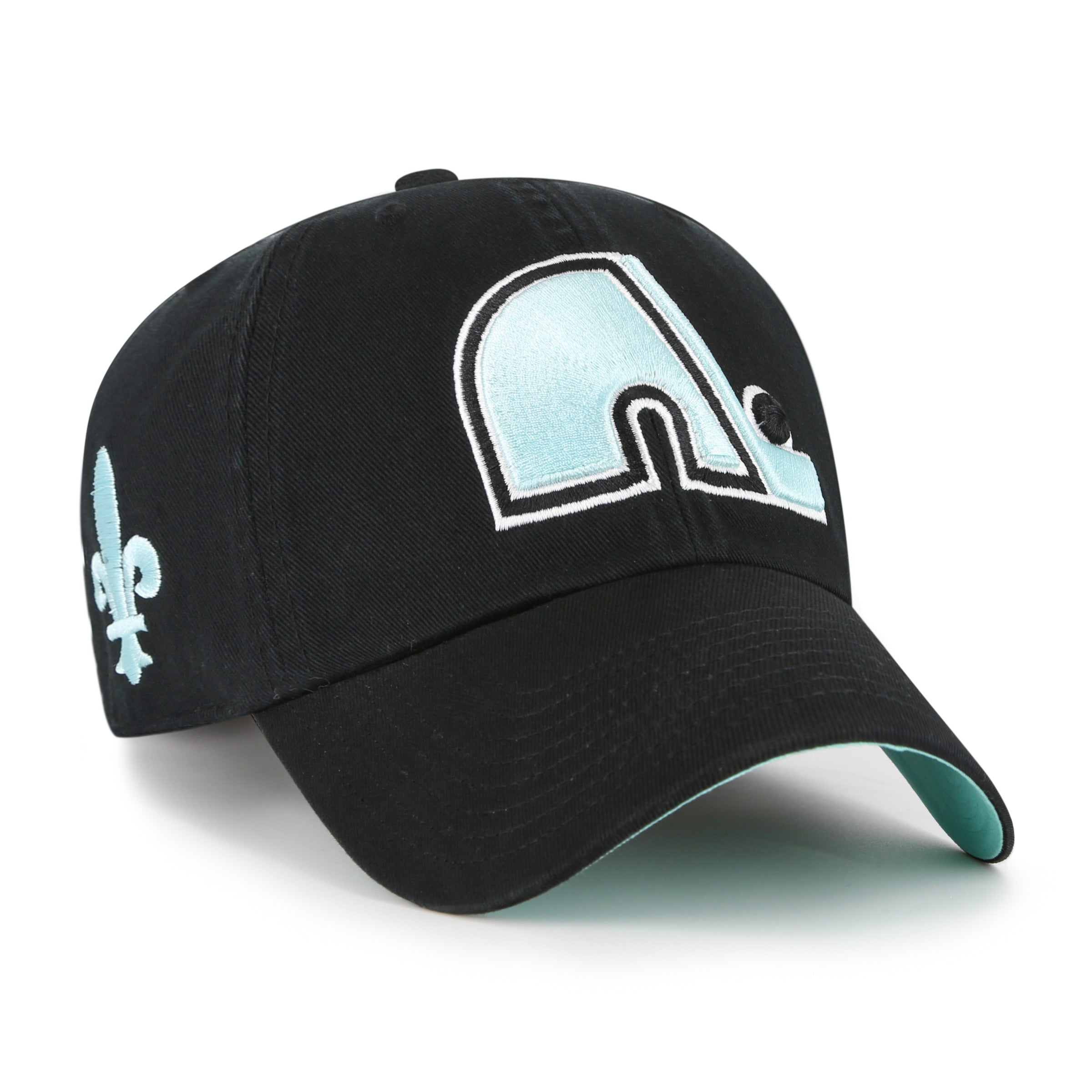 Quebec Nordiques NHL 47 Brand Men's Black Mint Double Under Clean Up Adjustable Hat