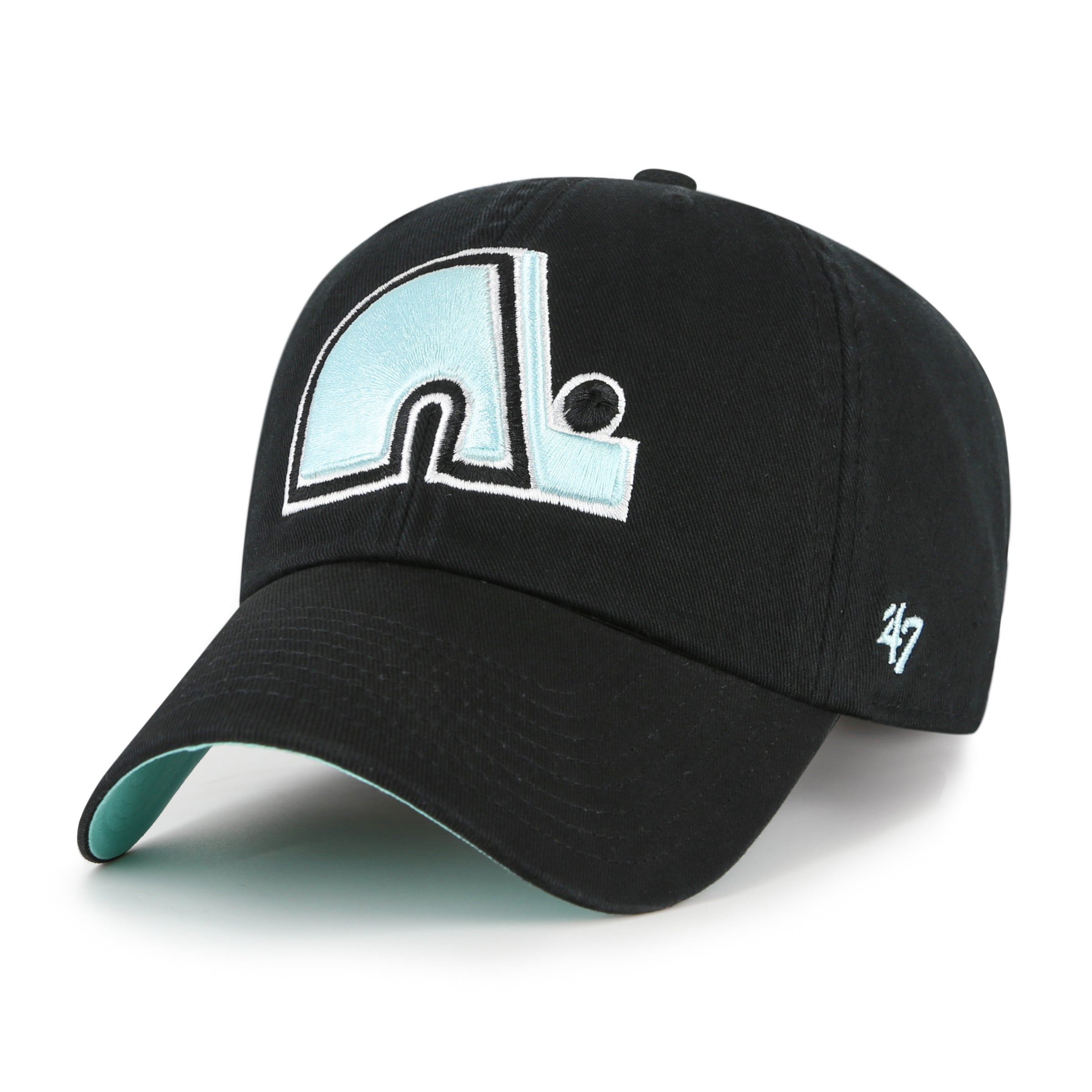 Quebec Nordiques NHL 47 Brand Men's Black Mint Double Under Clean Up Adjustable Hat