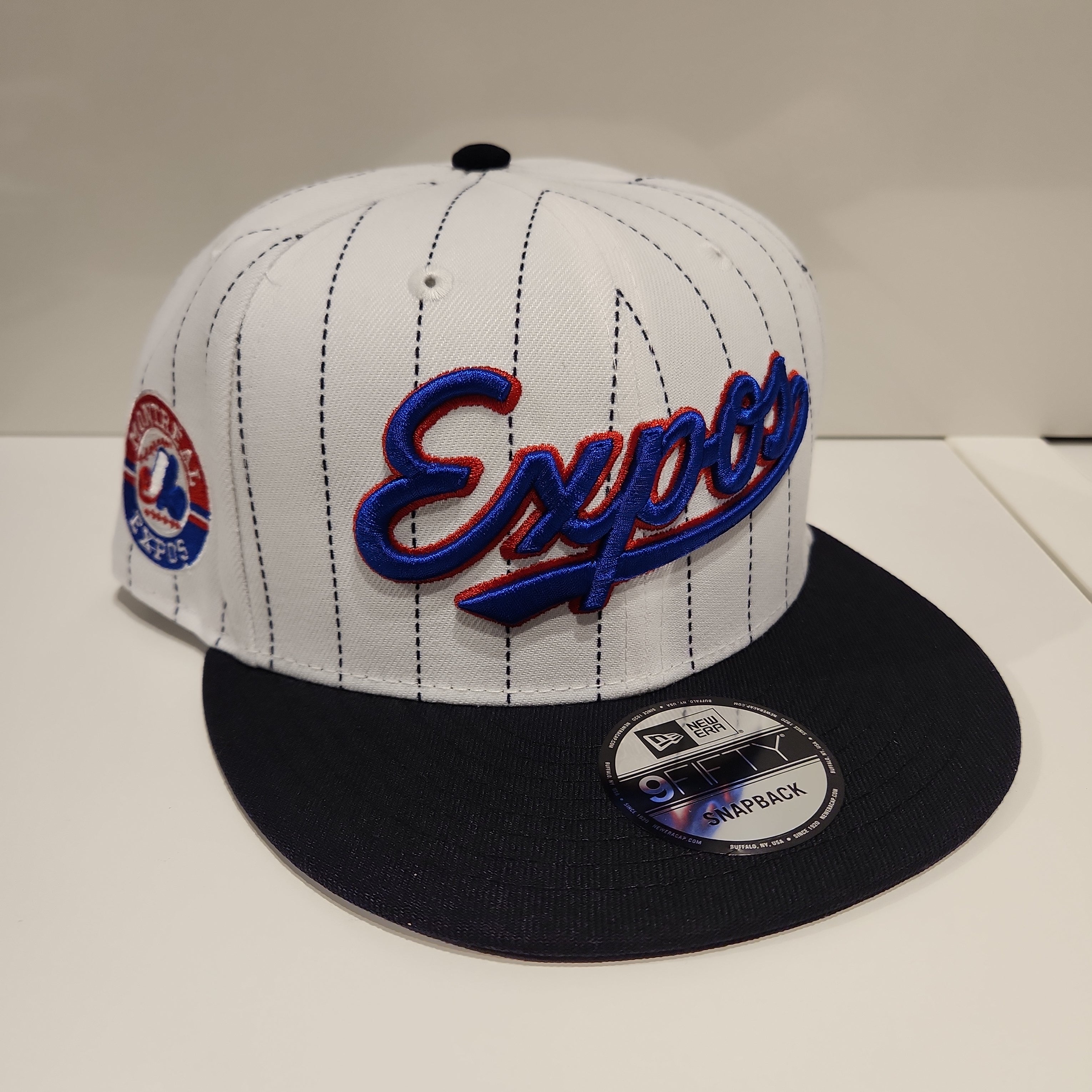 Montreal Expos MLB New Era Men's White 9Fifty Cooperstown Pinstripe Retro Uniform Snapback