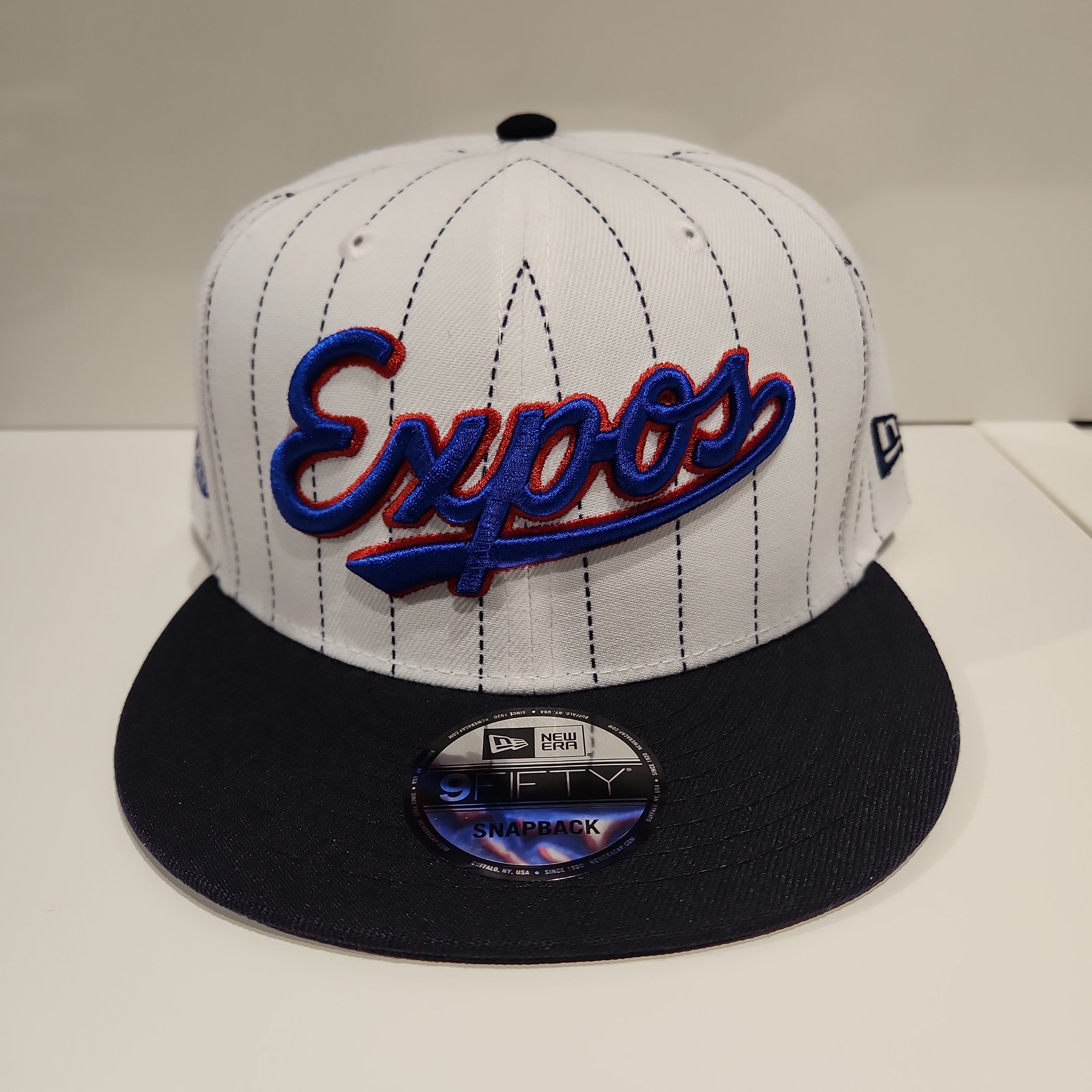 Montreal Expos MLB New Era Men's White 9Fifty Cooperstown Pinstripe Retro Uniform Snapback