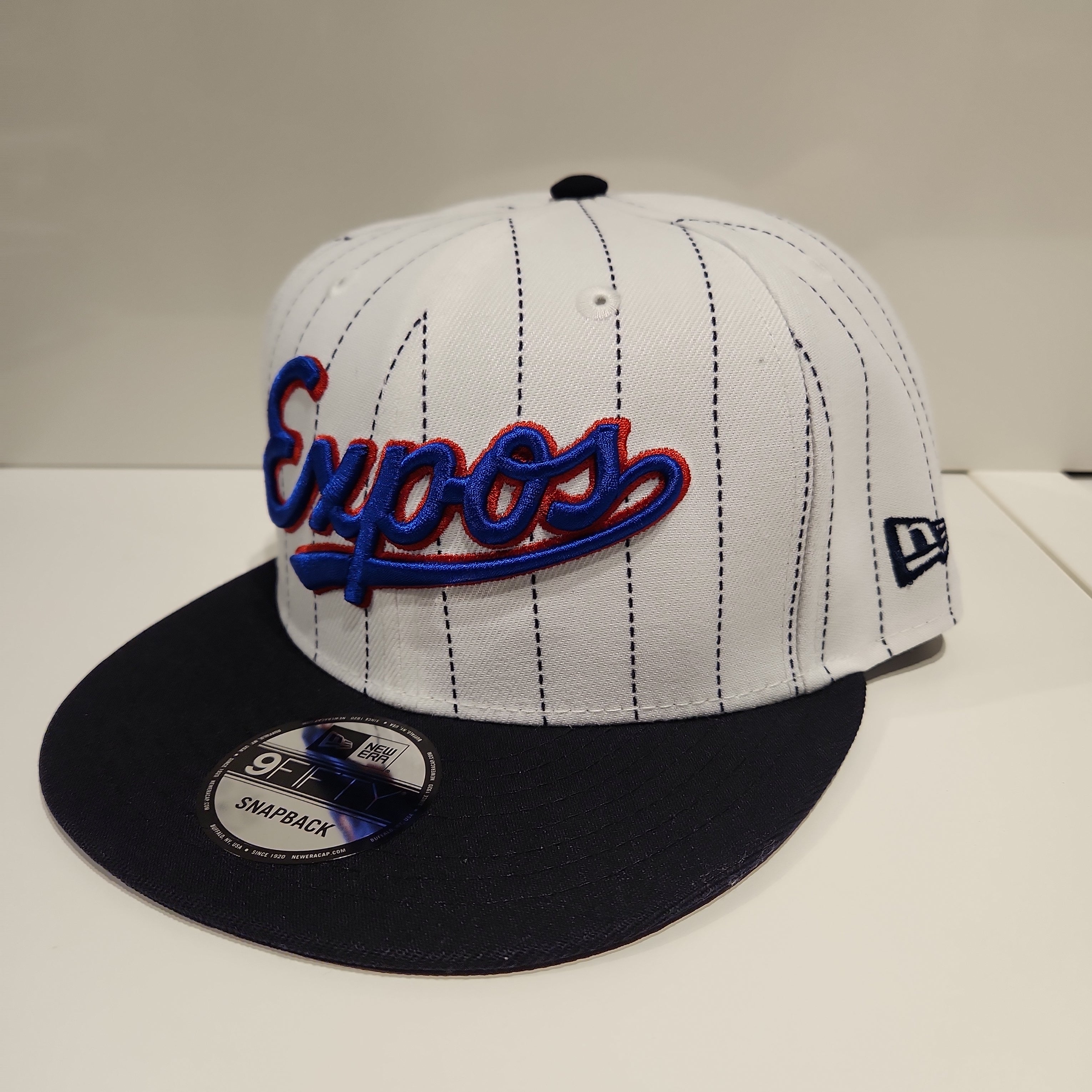 Montreal Expos MLB New Era Men's White 9Fifty Cooperstown Pinstripe Retro Uniform Snapback