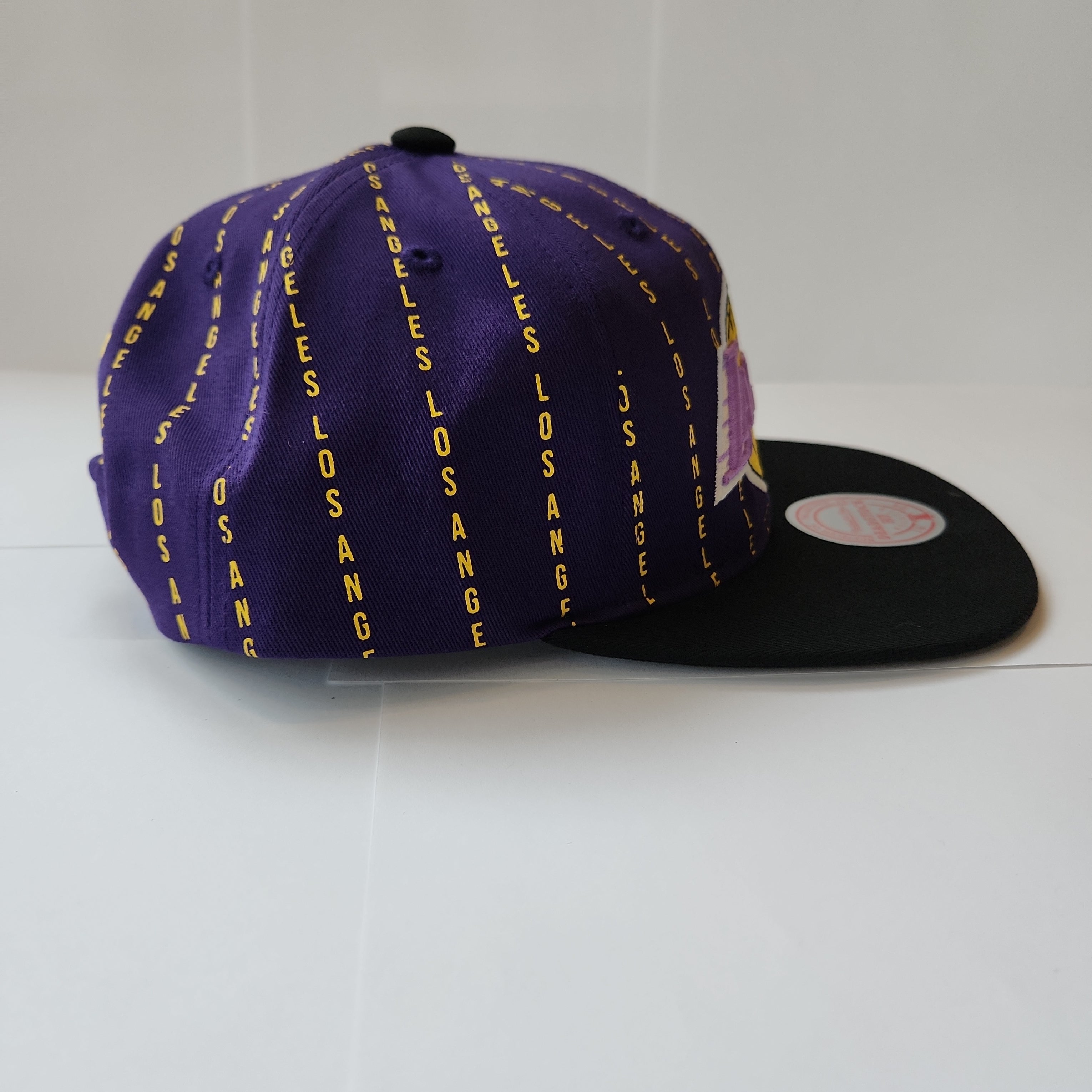 Los Angeles Lakers NBA Mitchell & Ness Men's Purple City Pinstripe Snapback