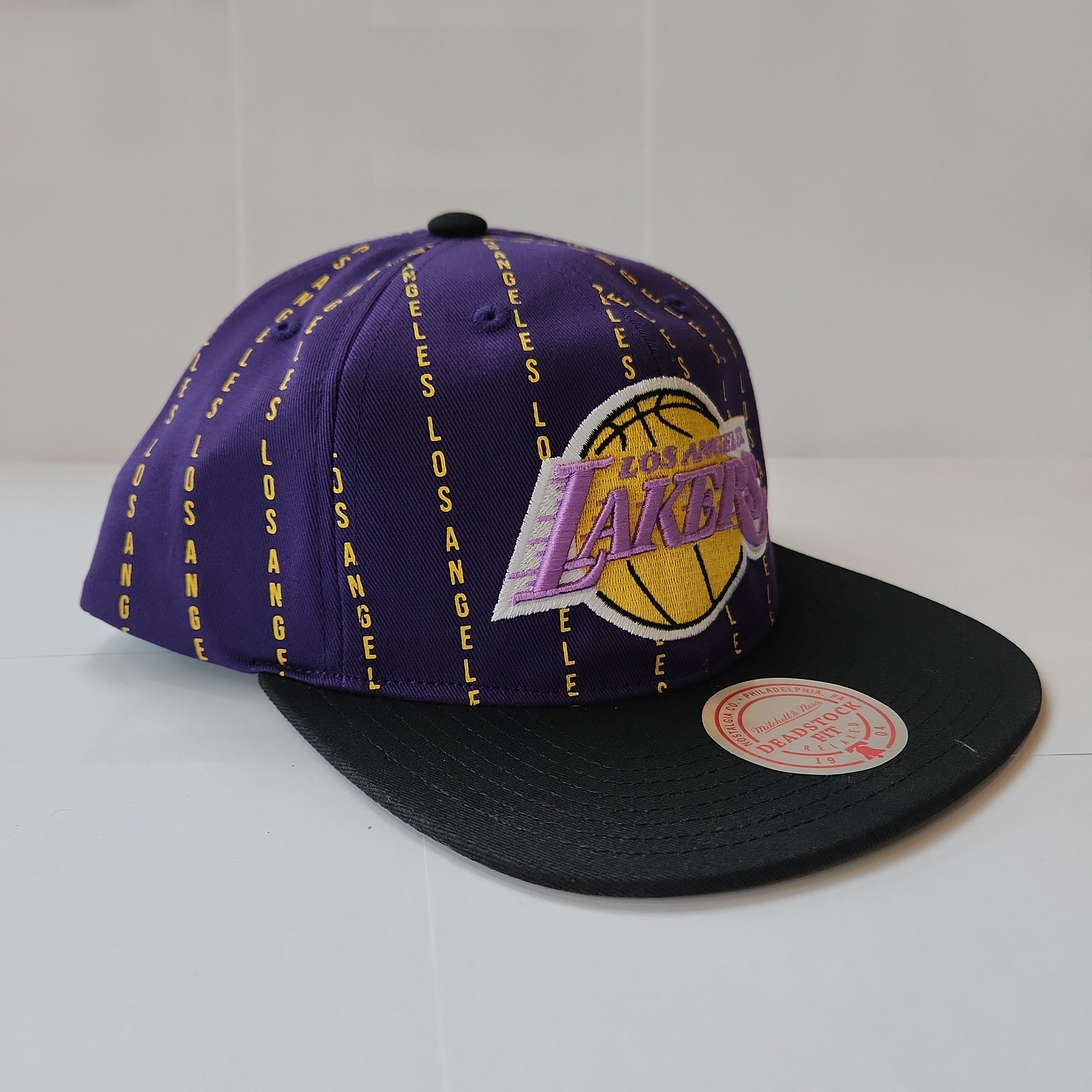 Los Angeles Lakers NBA Mitchell & Ness Men's Purple City Pinstripe Snapback