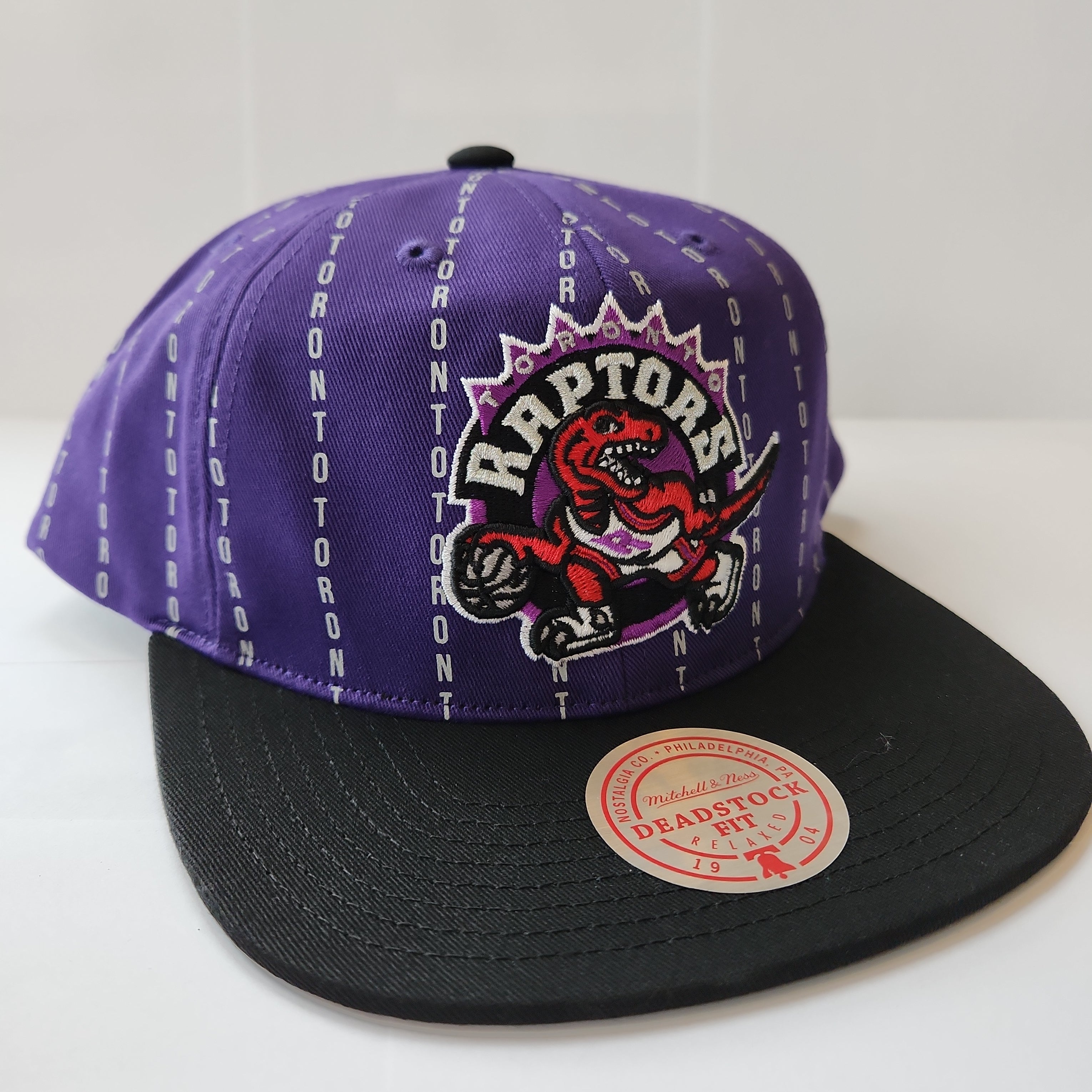 Toronto Raptors NBA Mitchell &amp; Ness Snapback violet City à fines rayures pour hommes