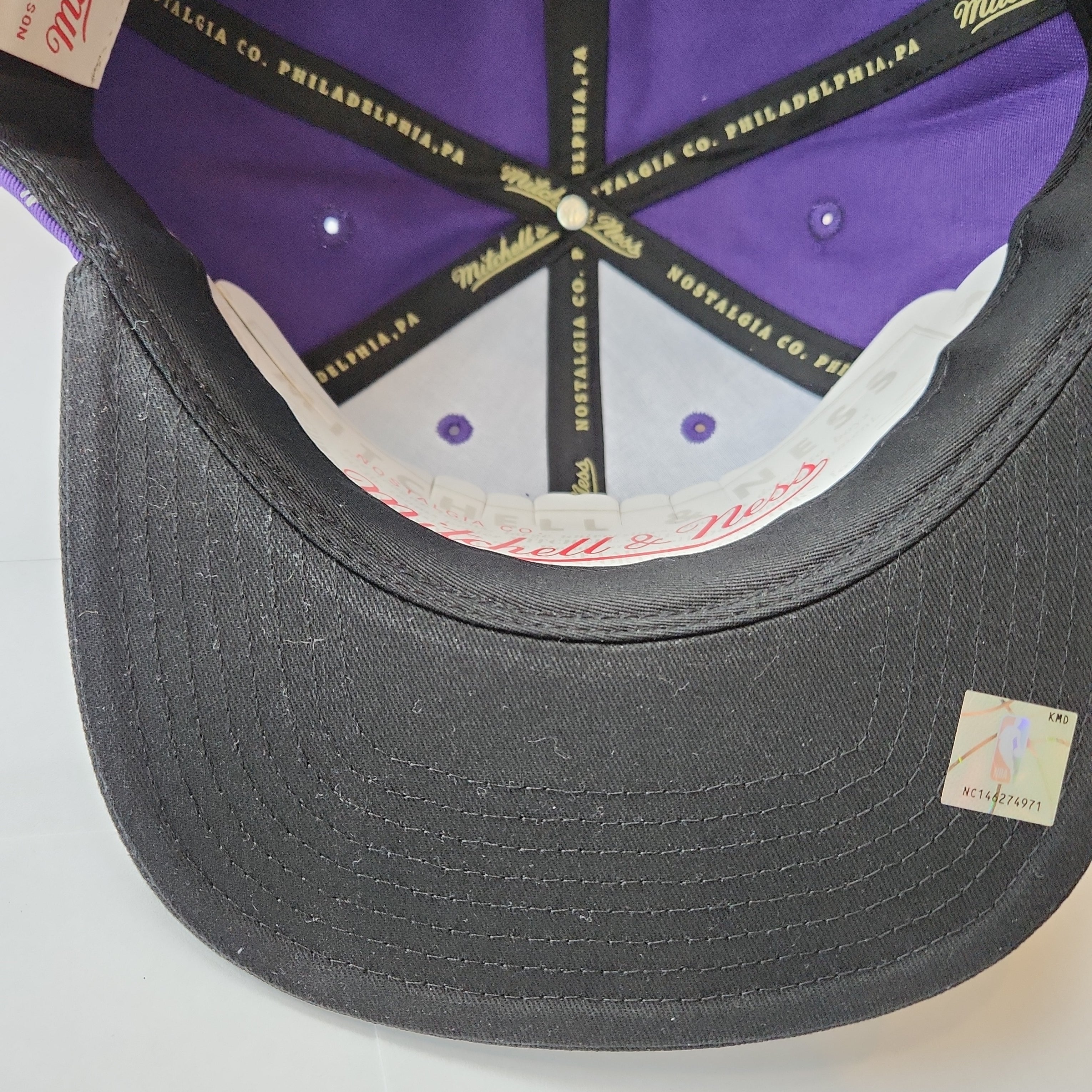 Toronto Raptors NBA Mitchell &amp; Ness Snapback violet City à fines rayures pour hommes