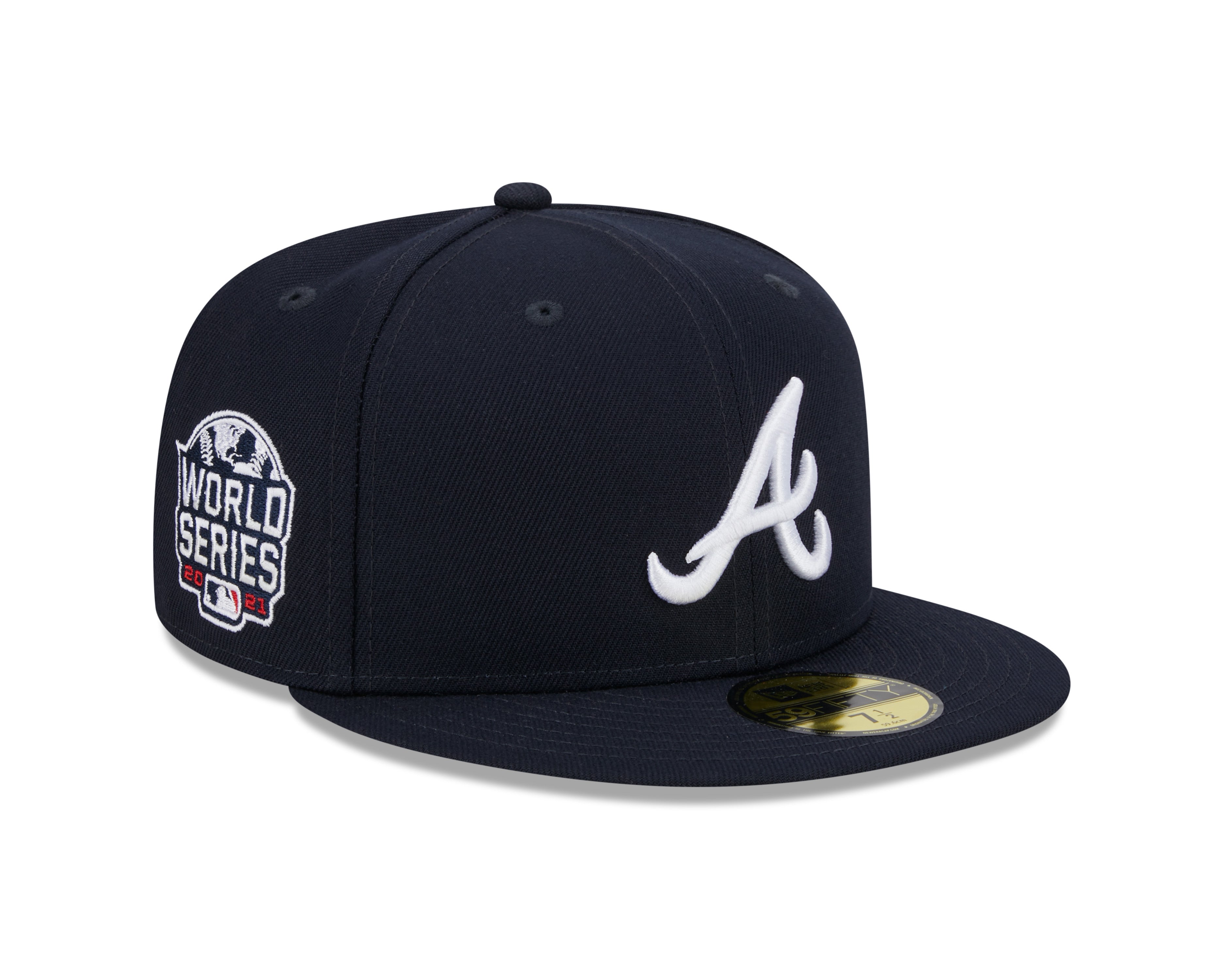 Atlanta Braves MLB New Era Casquette ajustée noire 59Fifty 2021 World Series pour hommes