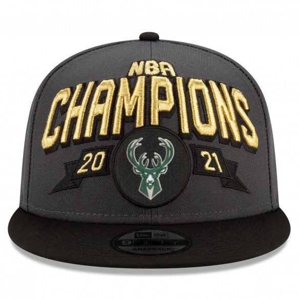 Milwaukee Bucks NBA New Era Men's Grey 9Fifty 2021 NBA Finals Champions Locker Room Snapback