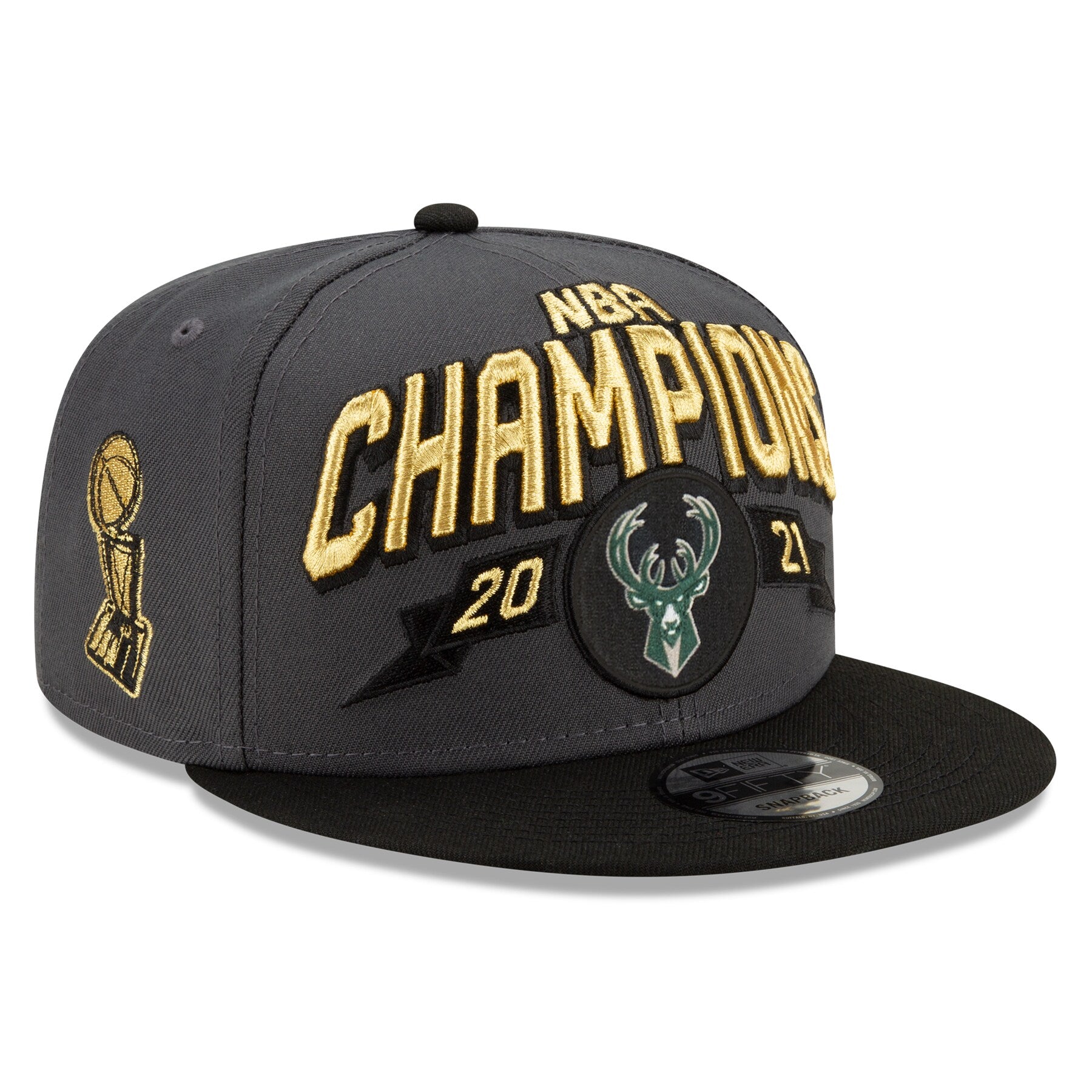 Milwaukee Bucks NBA New Era Men's Grey 9Fifty 2021 NBA Finals Champions Locker Room Snapback