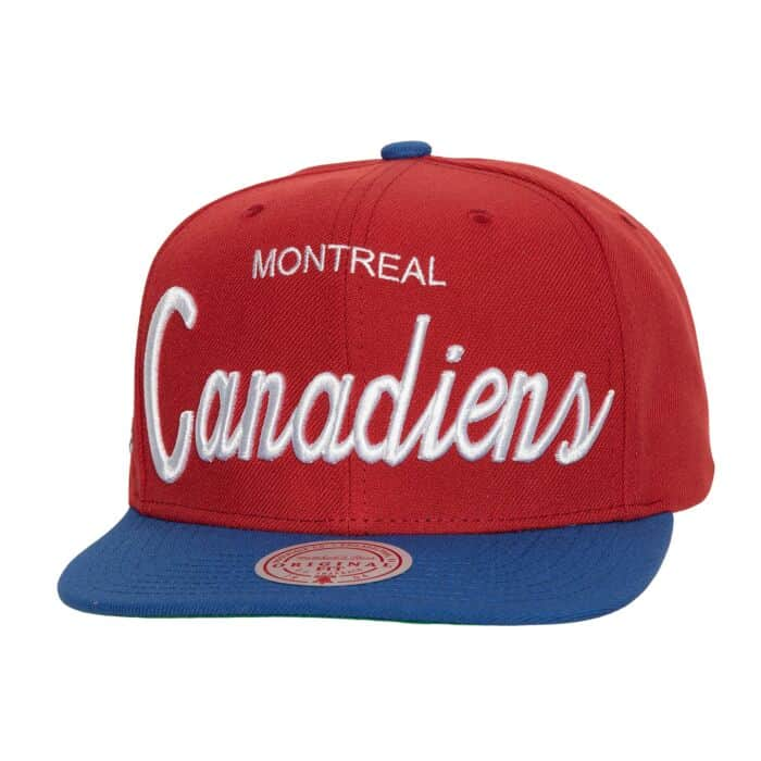 Montreal Canadiens NHL Mitchell & Ness Men's Red Vintage Script Snapback