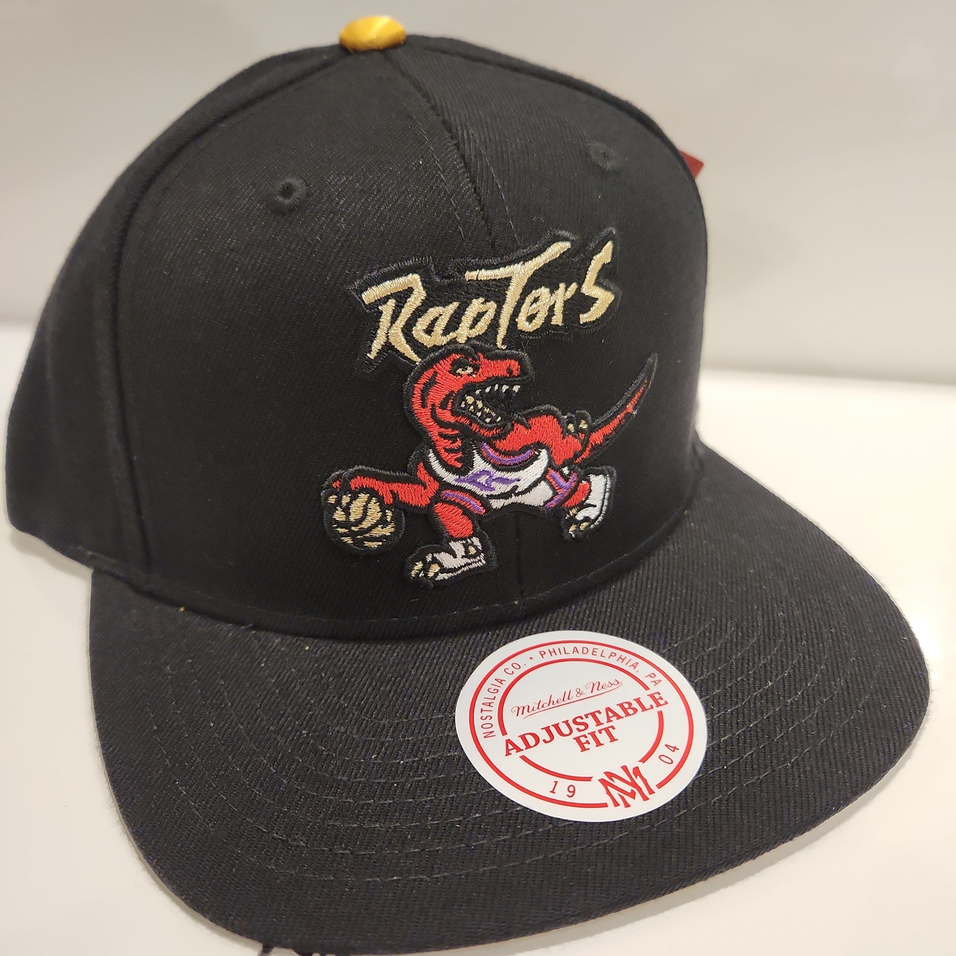 Toronto Raptors NBA Mitchell & Ness Men's Black Gold Tip Snapback