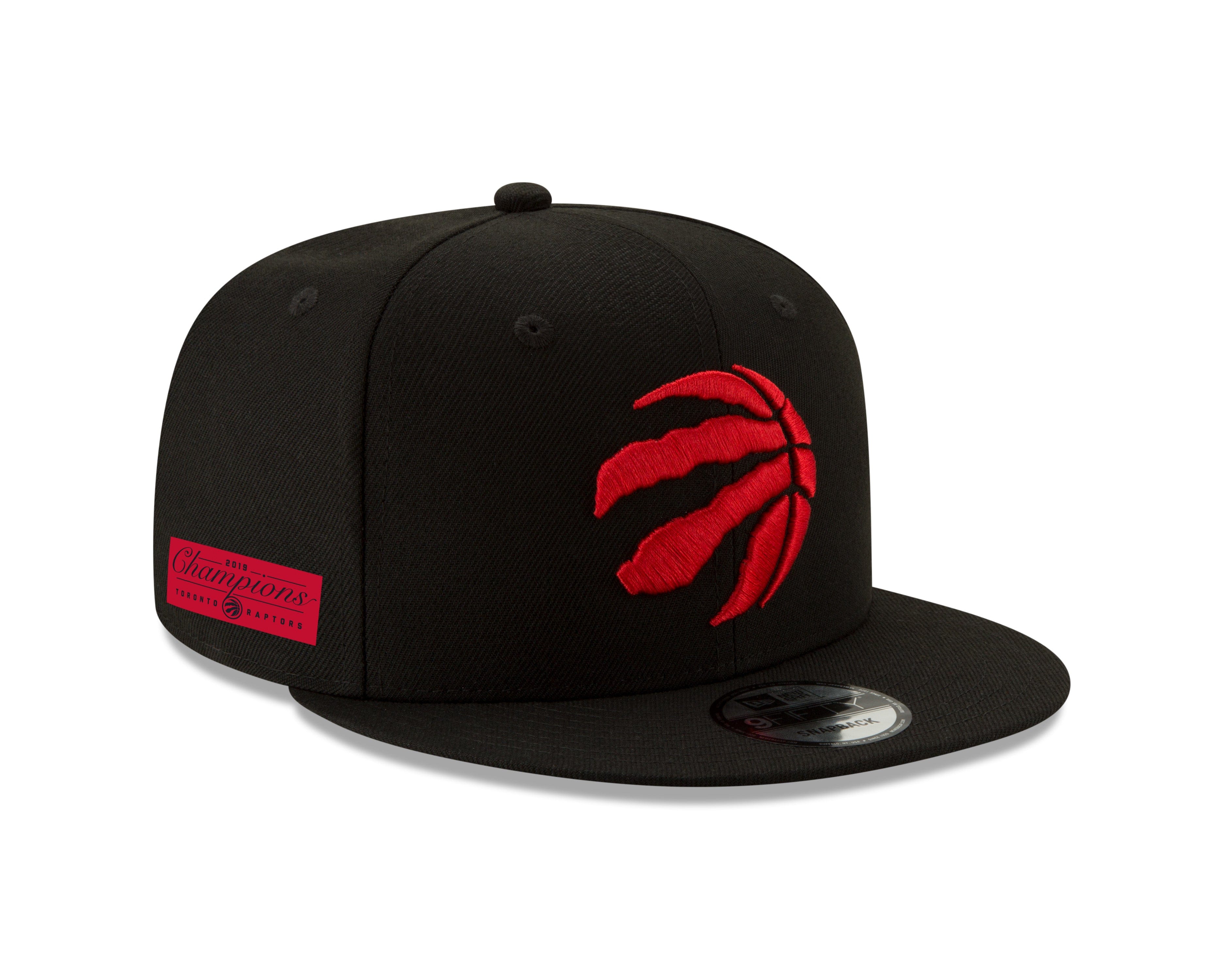 Toronto Raptors NBA New Era Men's Black 9Fifty Red Logo Champions Rectangle Patch Snapback