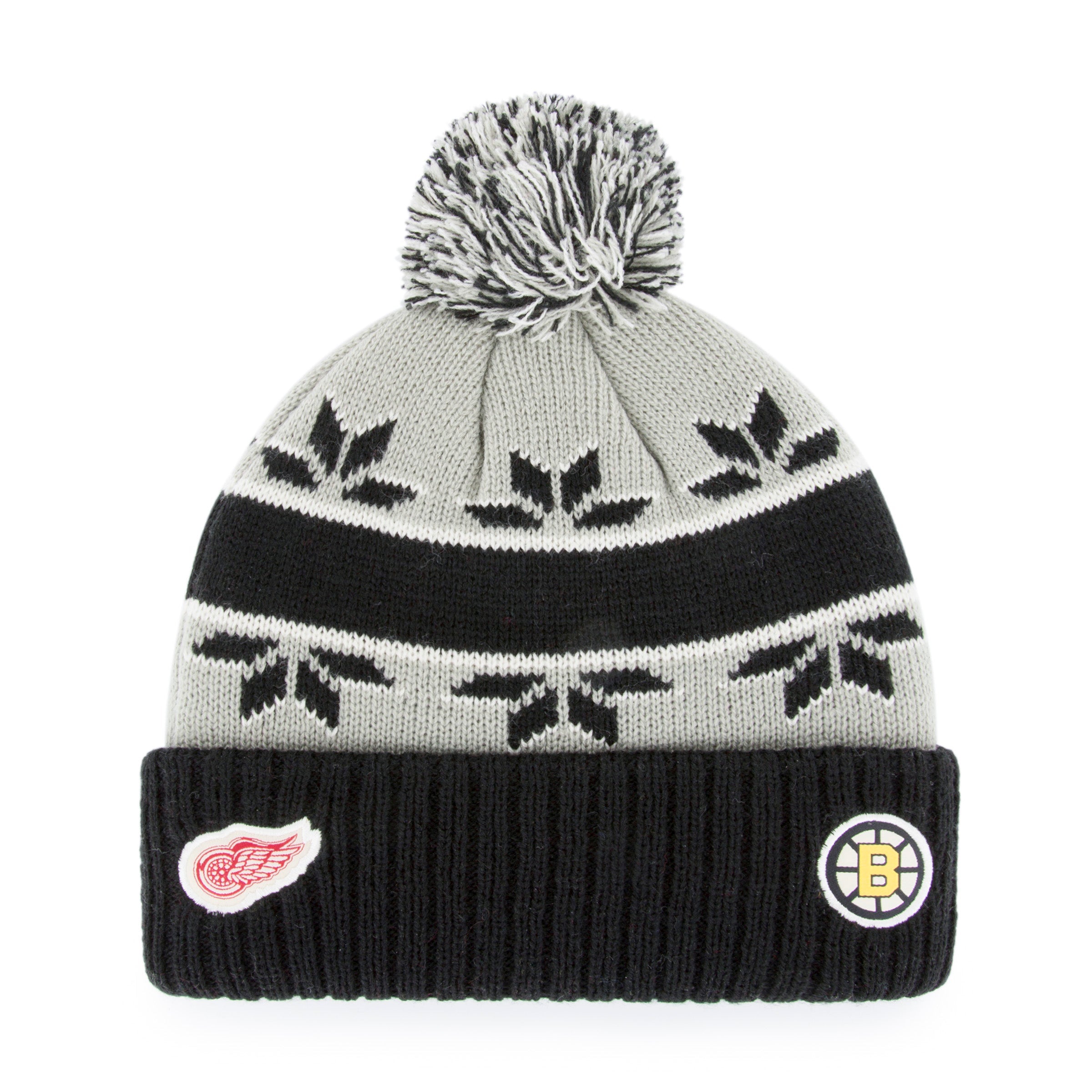 Original Six NHL 47 Brand Men's Grey Rink Cuff Pom Knit Hat